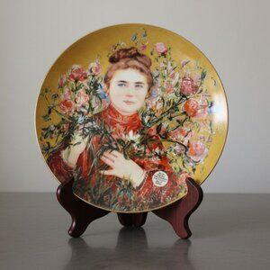 Edna Hibel #5631 Collectable Plate Vintage 1987 Rose Third Edition Floral Girl